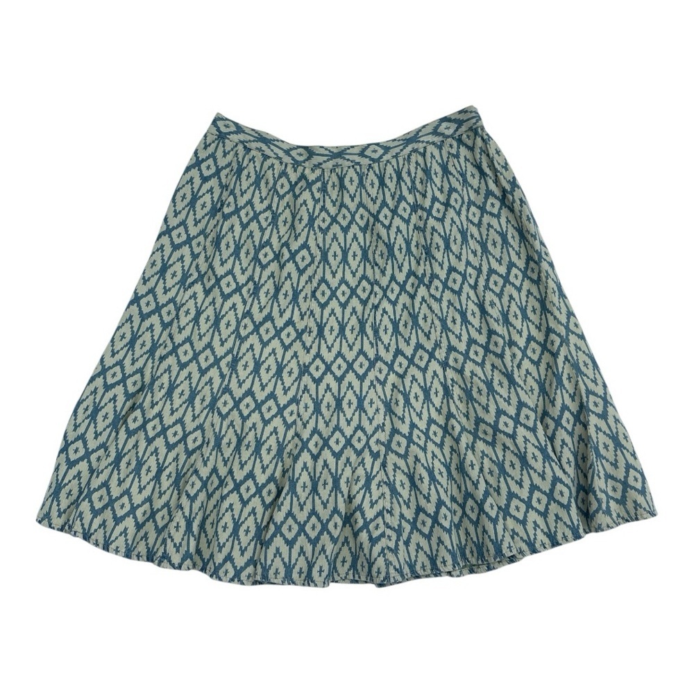 Studio West Blue Ikat Print Large Pleated Cotton Skirt